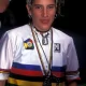 Missy Giove wearing world champions jersey and medal .World Championships , Vail colorado , 1994