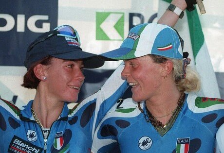 Podio Mondiali 1997 Chateau d'oex MTB Paola Pezzo e Nadia De Negri