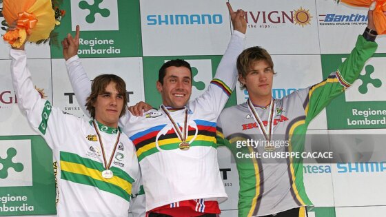 Podio Mondiali DH MTB 2005 Livigno