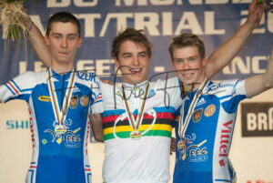 TEMPIER-SCHURTER-MAROTTE, PODIO U23 MONDIALI LES GETS 2004 MTB