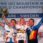 Rasmussen, Martinez,Meirhaeghe podio mondiali 1999 mtb