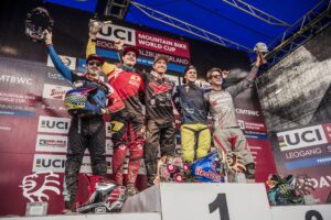 Hart, Vergier, Gwin, Brosnan, Minnaar - Podio World Cup Leogang 2016 Downhill