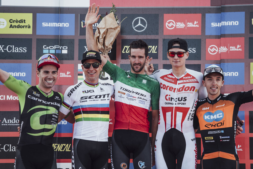 Podio Vallnord 2018 Kerschbaumer Schurter Van der Poel