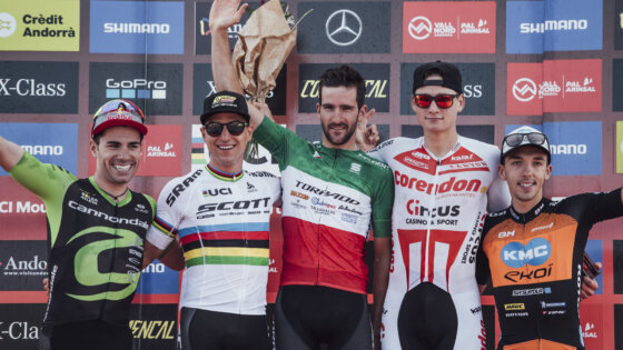 Podium Vallnord 2018 Kerschbaumer Schurter Van der Poel