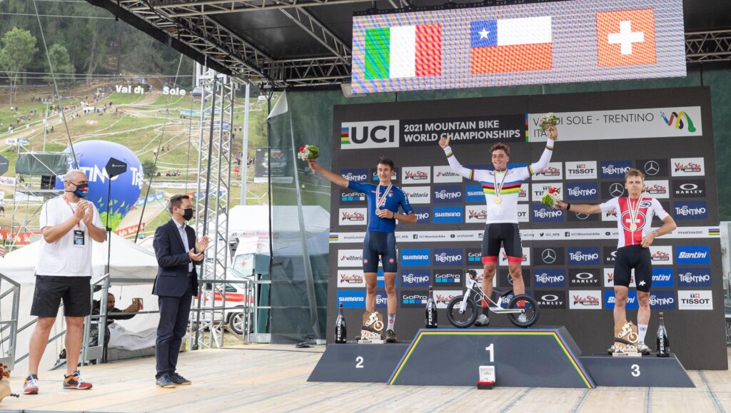 ©Michele Mondini - Zanotti-Vidaurre-Roth, Podio Campionato del mondo 2021 U23 Men XCO