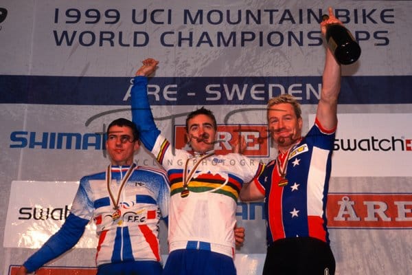 ©Fat Tire Fotos - Pascal-Vouilloz-Carter, podium dh mtb world championship 1999 men