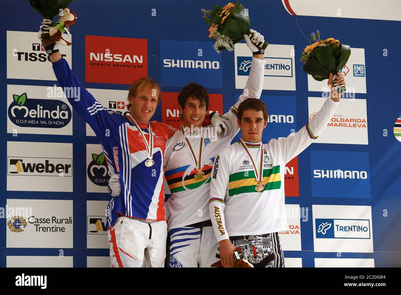 ©alamy.com - ATHERTON'S PODIUM - VAL DI SOLE 2008 DH WORLDS_1