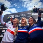 ©Nathan Hughes/Red Bull Content Pool - Seagrave-Nicole-Cabirou, Podio Campionato del mondo DH Elite Women 2019