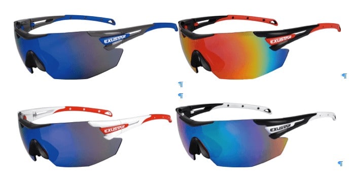 Occhiali da mountain bike con lenti colorate, vari modelli e colori eleganti.