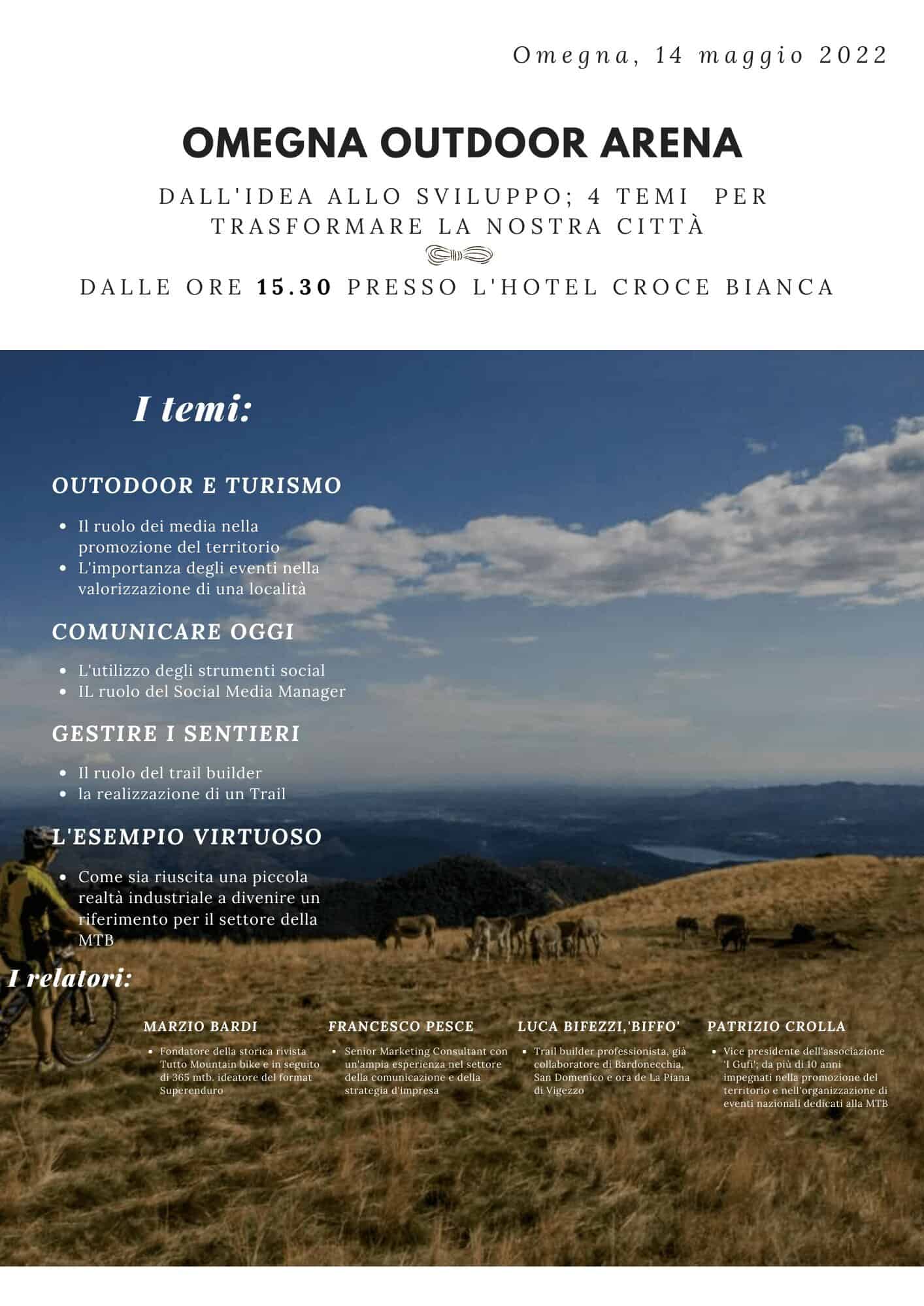 Mountain bike su un paesaggio collinare con cielo nuvoloso, persone che conducono un'attività outdoor, ambiente naturale.