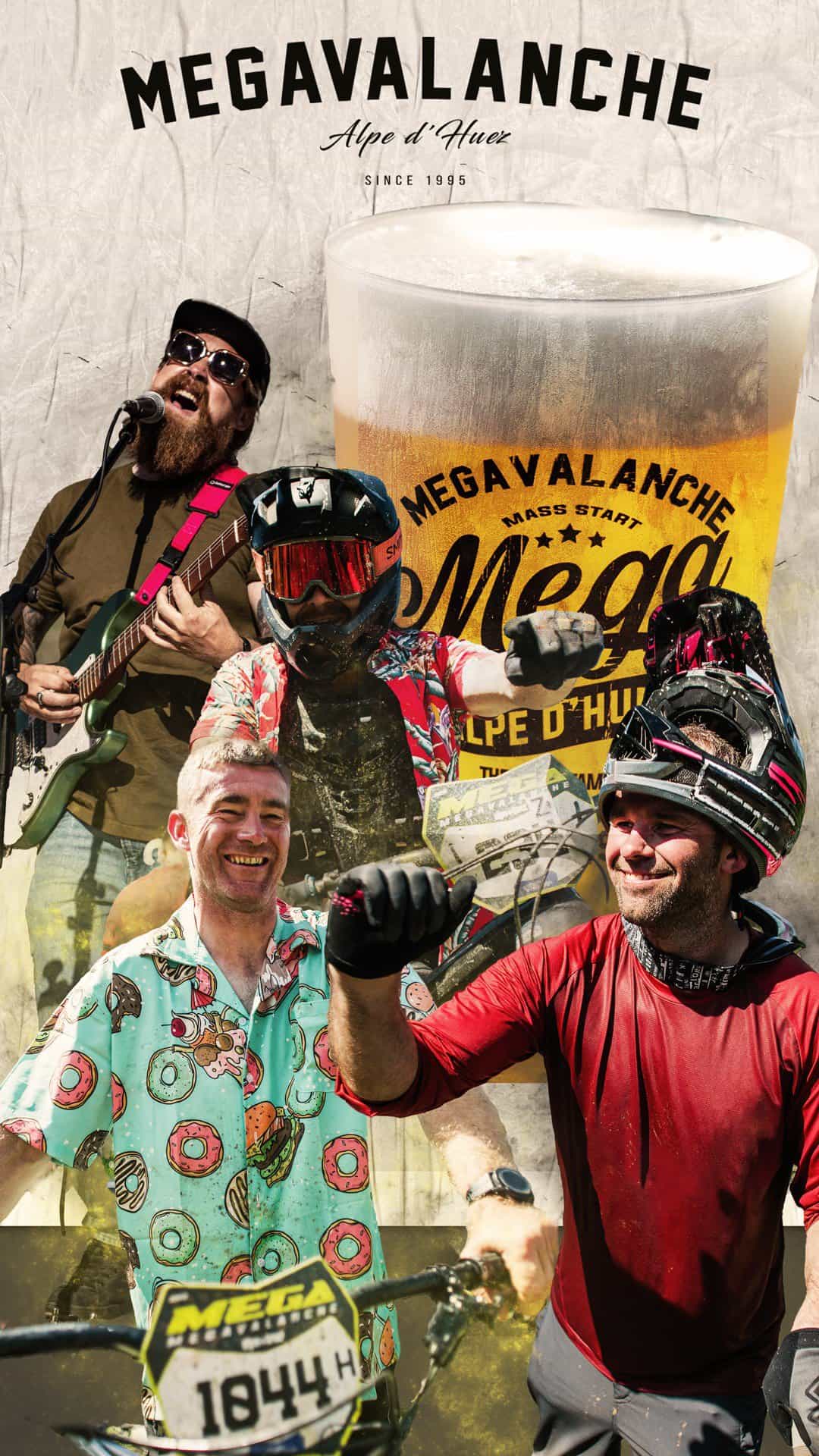 1. Gruppo di bikers felici in montagna dopo una gara MegaValanche.