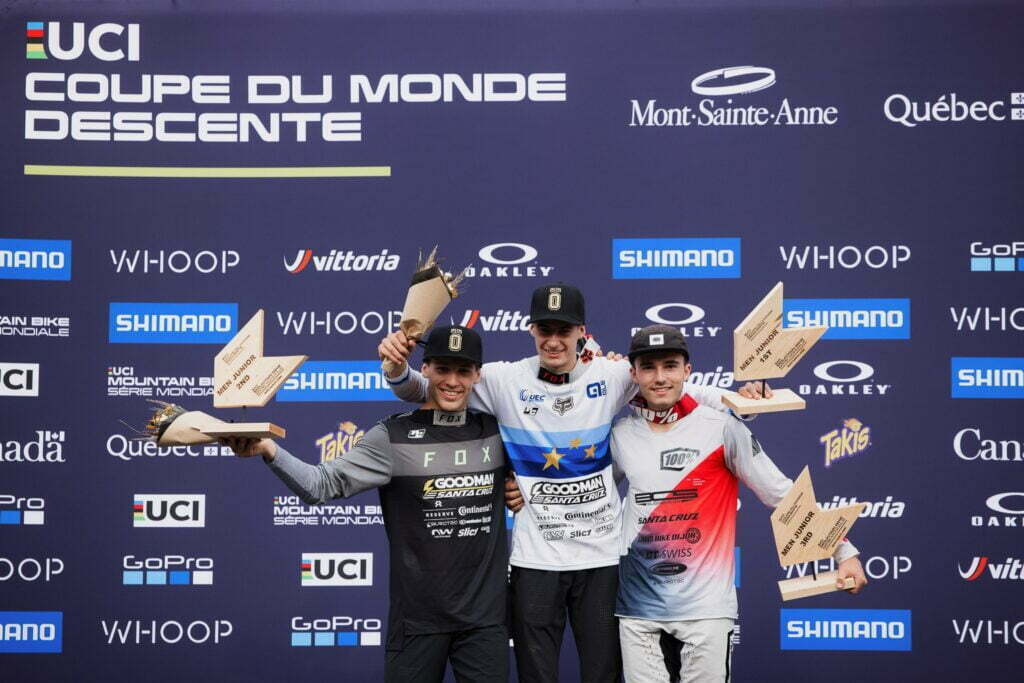 podio junior maschile mont sainte anne dh 2023