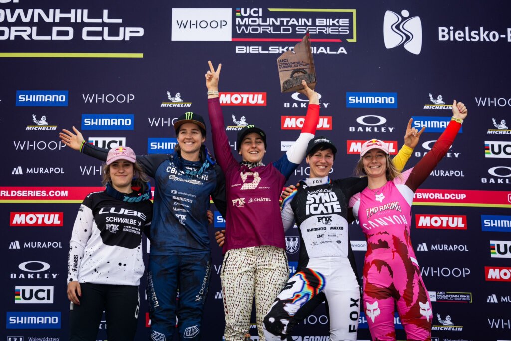 Podio Coppa del Mondo DH donne Polonia