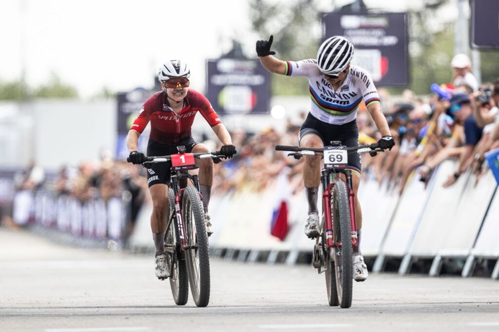 Sina FREI 🇨🇭(SPECIALIZED FACTORY RACING) - UCI XCO World Cup - Women Elite, 3rd place in Nové Město na Moravě and Overall leader | ©️ WHOOP UCI Mountain Bike World Series / Michal Cerveny