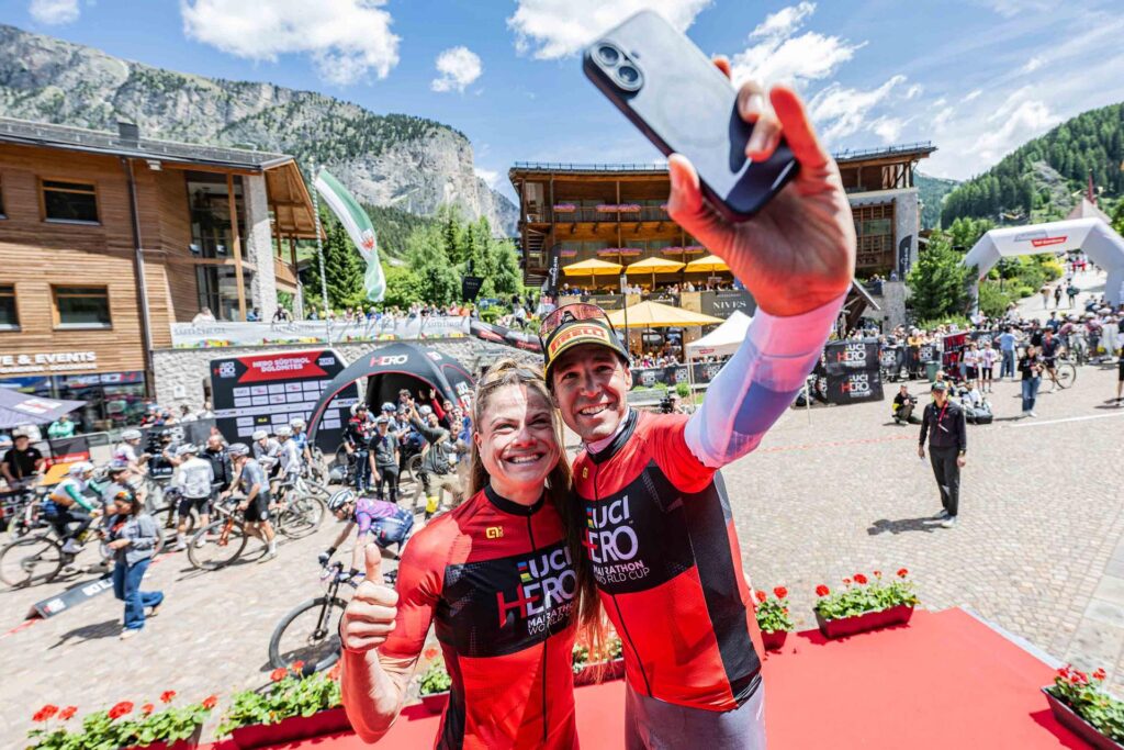 Selfie dei leader, da sinistra: Anna Weinbeer e David Valero Serrano - ph credit wisthaler.com
